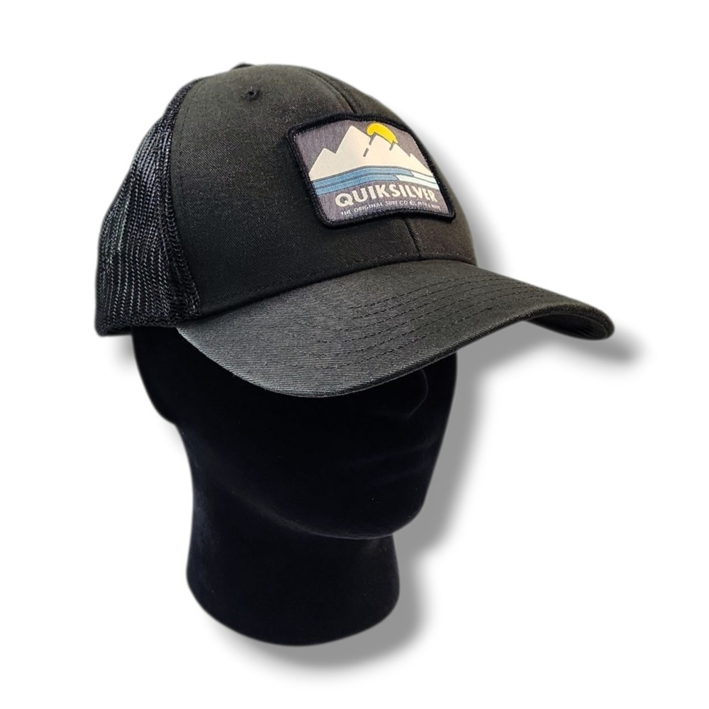 Quiksilver Black Mesh Snapback One Size Adjustable Trucker Hat Cap